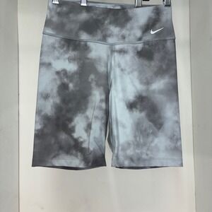 Nike Dri-FIT Women Grey Tie Dye Biker Shorts High Rise DA0841-077 Size Small